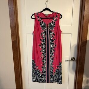 Pink and blue sheath dress with silver grommet detail